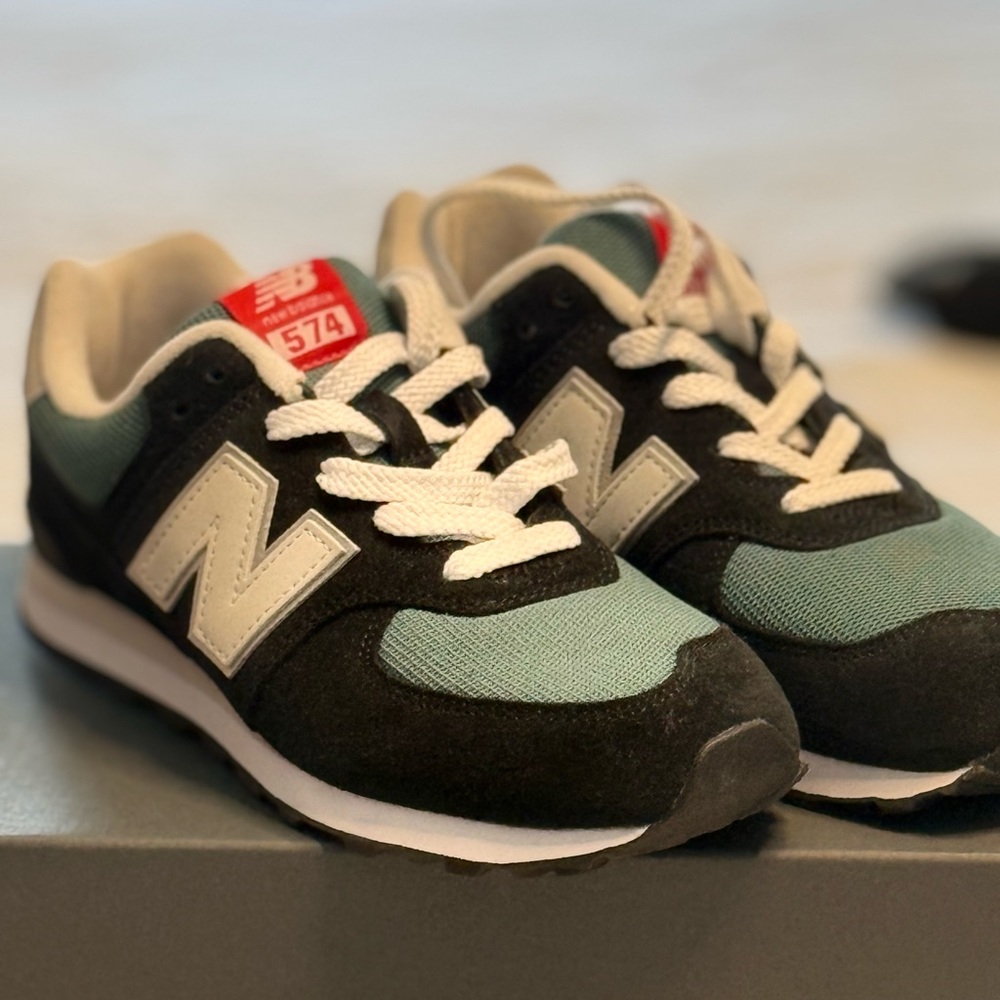 New Balance Kids' Black and Green Sneakers
